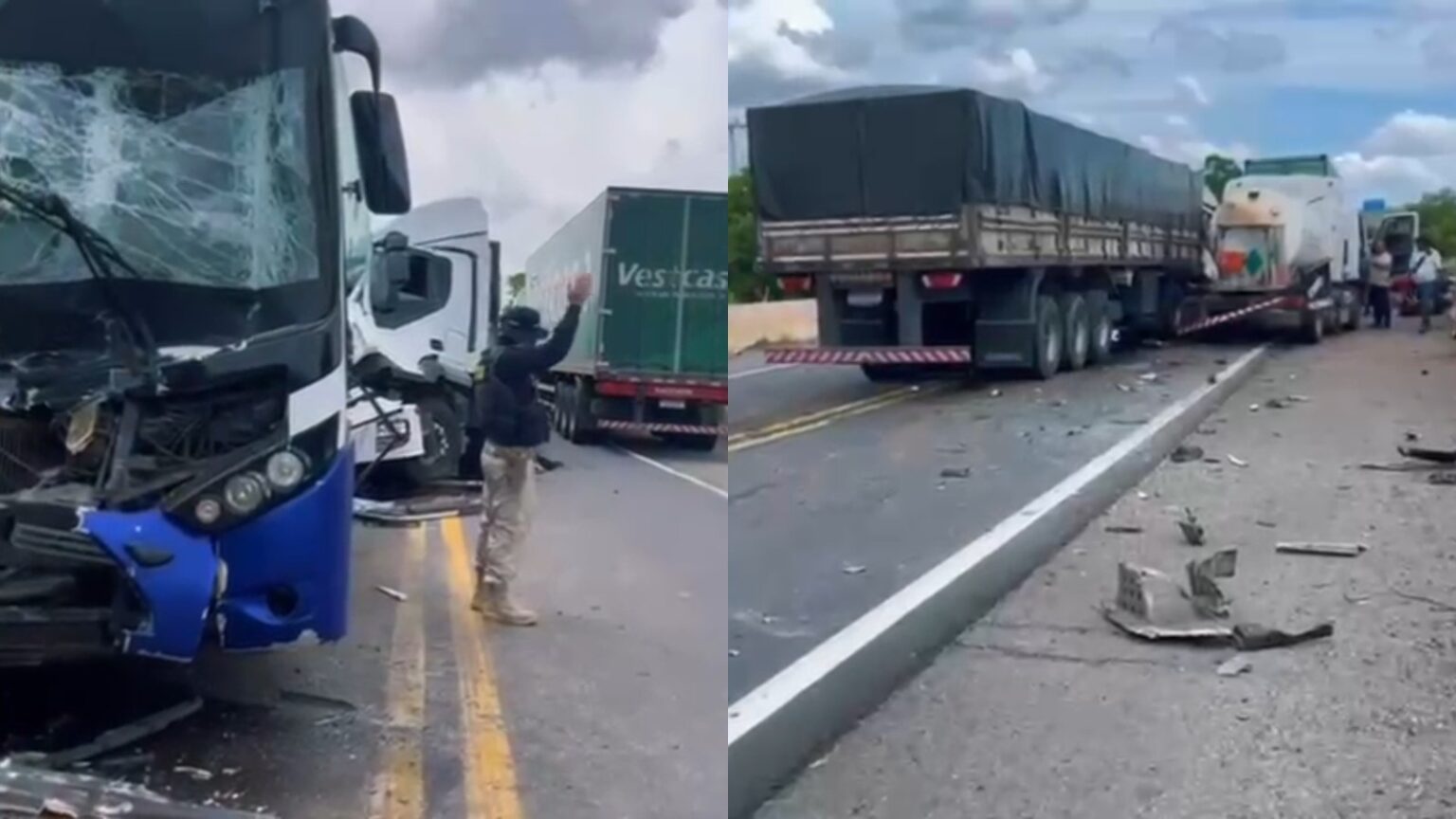 Acidente Envolvendo Ônibus e Caminhões no Ceará Deixa Motorista e Sete Passageiros Feridos